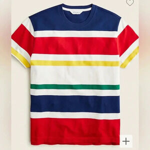 J.Crew‎ christmas Short-sleeve rugby crewneck shirt in stripes cotton mens large